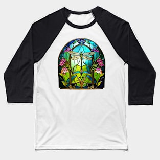 Stained Glass Dragonfly Window Baseball T-Shirt